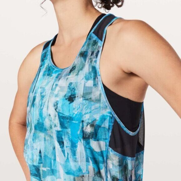 Lululemon Sculpt Tank II Sun Dazed Multi Blue Super Dark Womens Size 2 - Picture 2 of 6